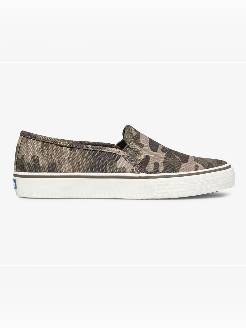 Women's Keds Double Decker Green Camo Slip On Canvas Loafers Size 8 WF65287
